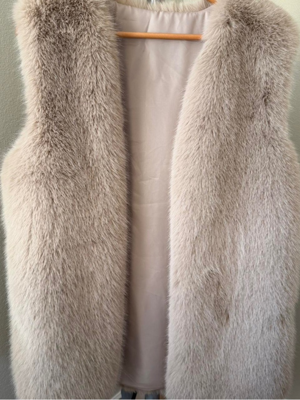 Lux Faux Fur Vest in Light Taupe - Women's Coat